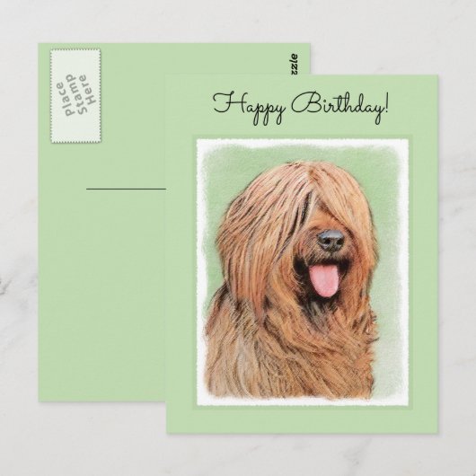 Briardschildering - Kute Original Dog Art Briefkaart (Voorkant / Achterkant)