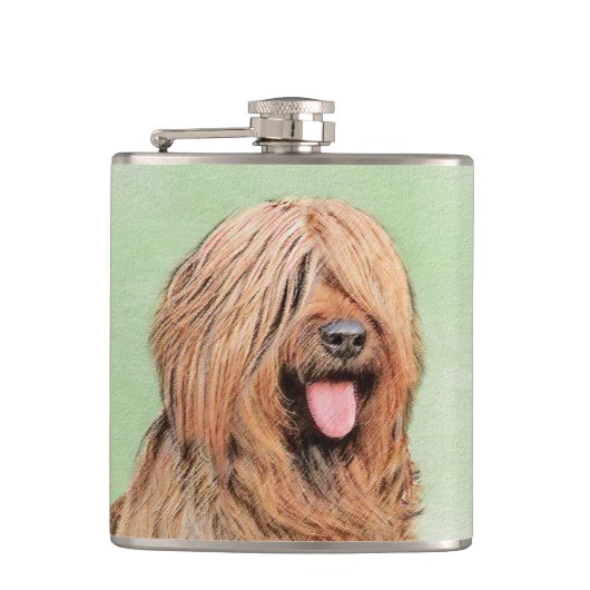 Briardschildering - Kute Original Dog Art Heupfles (Voorkant)