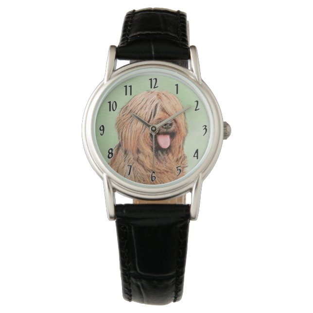 Briardschildering - Kute Original Dog Art Horloge (Voorkant)