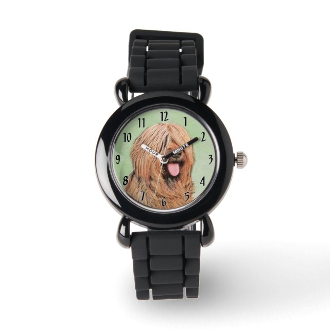 Briardschildering - Kute Original Dog Art Horloge (Voorkant)