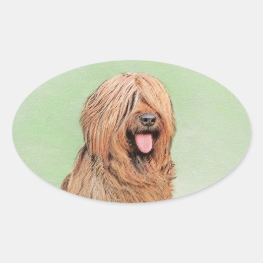 Briardschildering - Kute Original Dog Art Ovale Sticker (Voorkant)