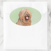 Briardschildering - Kute Original Dog Art Ovale Sticker (Tas)