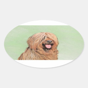 Briardschildering - Kute Original Dog Art Ovale Sticker