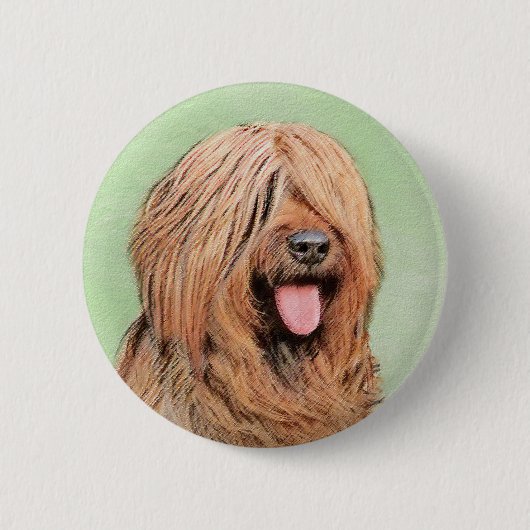 Briardschildering - Kute Original Dog Art Ronde Button 5,7 Cm (Voorkant)