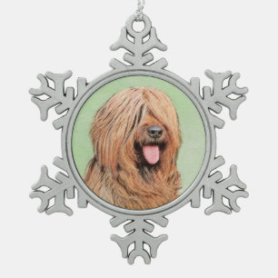 Briardschildering - Kute Original Dog Art Tin Sneeuwvlok Ornament