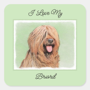 Briardschildering - Kute Original Dog Art Vierkante Sticker