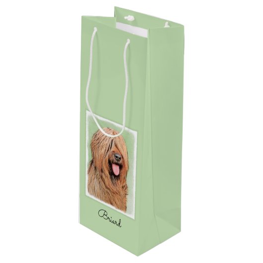 Briardschildering - Kute Original Dog Art Wijn Cadeautas (Voorkant Gekanteld)