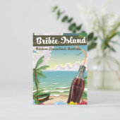 Bribie Island Australia vintage poster Briefkaart (Staand voorkant)