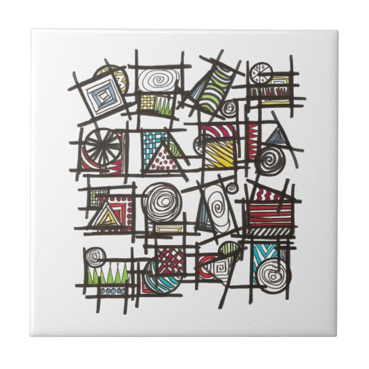 Bric A Brac-Stylish Modern Geometric Art Tegeltje (Voorkant)