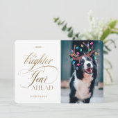 Brichtere jaarwisseling voor Fun Pet Foto Reindeli Feestdagenkaart (Staand voorkant)