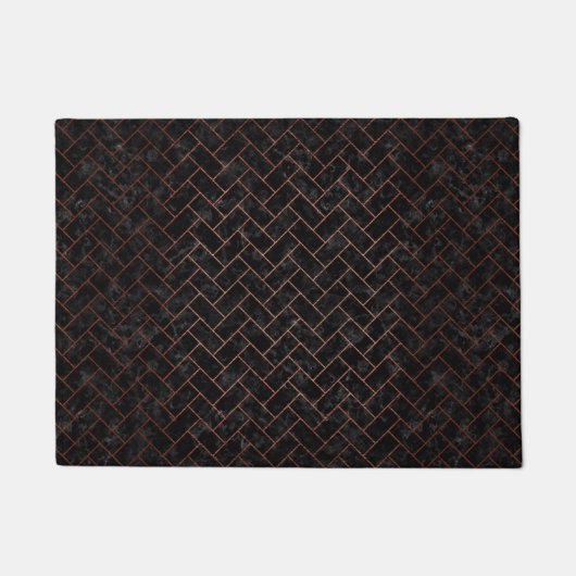 BRICK2 BLACK MARBLE & COPPER BRUSHED METAL DEURMAT (Voorkant)