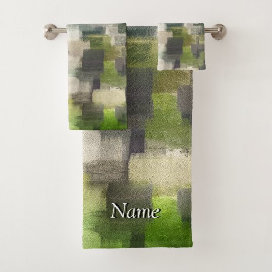 Brick Abstract Summer Green Bathroom Set Bad Handdoek (Insitu)