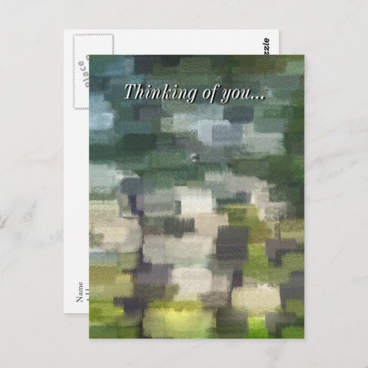 Brick Abstract Summer Green denking You Briefkaart (Voorkant / Achterkant)