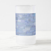 Brick Abstract Winter Blues Frosted Glass Beer Mok (Center)