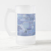Brick Abstract Winter Blues Frosted Glass Beer Mok (Links)