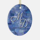 Brick Abstract Winter Blues Monogragram Ornament (Rechts)