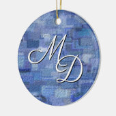 Brick Abstract Winter Blues Monogragram Ornament (Links)