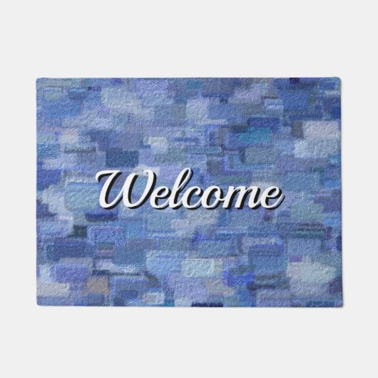 Brick Abstracte Winter Blues Welkom Doormat Deurmat (Voorkant)