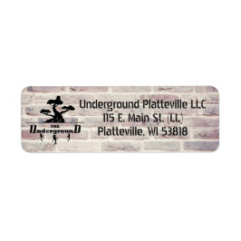 Brick Achtergrond Bedrijfs Logo en adres Etiket