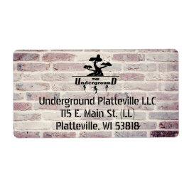 Brick Achtergrond Bedrijfs Logo en adres Etiket