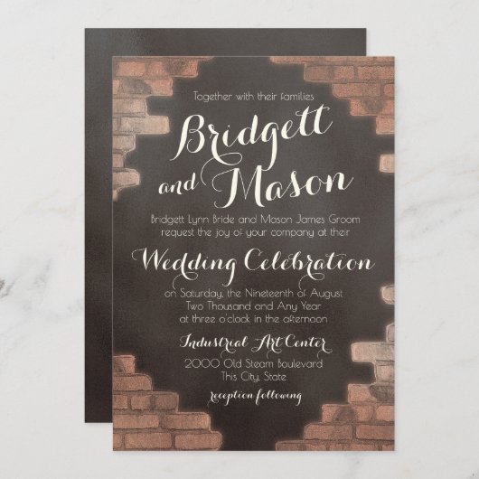 Brick and Slate Graffiti Wedding Kaart (Voorkant / Achterkant)
