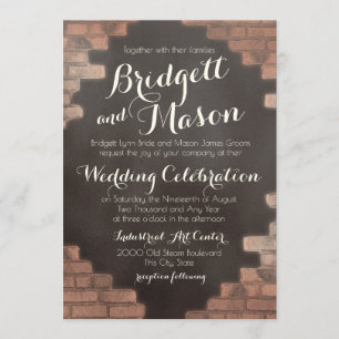 Brick and Slate Graffiti Wedding Kaart