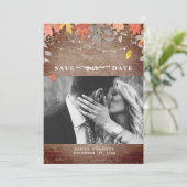 Brick Autumn Foliage Lights Foto Fall Weddenschap Save The Date (Staand voorkant)