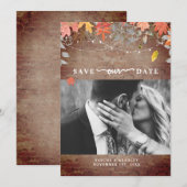 Brick Autumn Foliage Lights Foto Fall Weddenschap Save The Date (Voorkant / Achterkant)