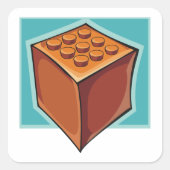 Brick Block Fun Building Speelgoed Vierkante Sticker (Voorkant)