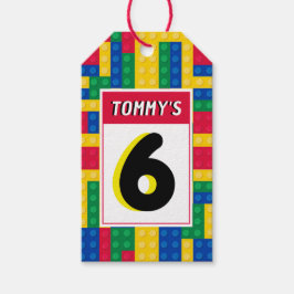 Brick Builder Customizable Birthday FAVOR TAG Cadeaulabel