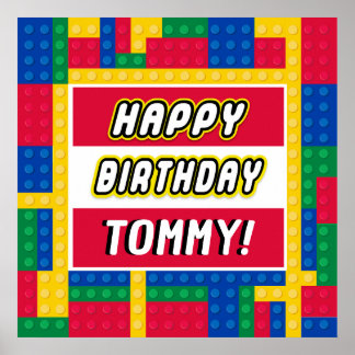 Brick Builder Customizable Birthday Sign Poster