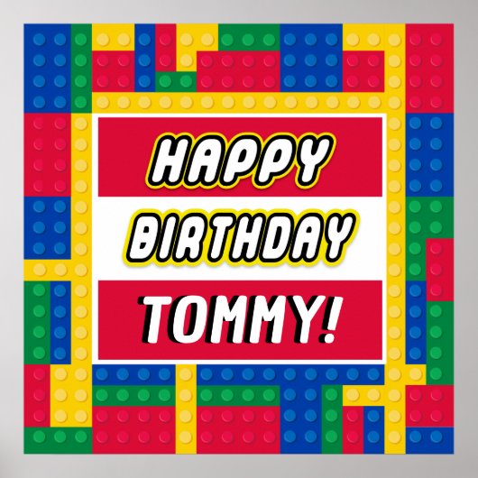 Brick Builder Customizable Birthday Sign Poster (Voorkant)