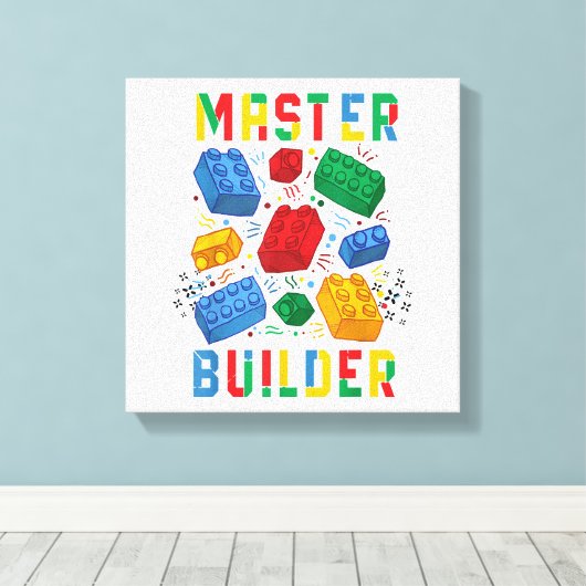 Brick Builder Funny Blocks Building Master Builder Canvas Afdruk (Insitu (Houten vloer))