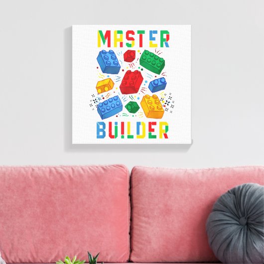 Brick Builder Funny Blocks Building Master Builder Canvas Afdruk (Insitu (Woonkamer))