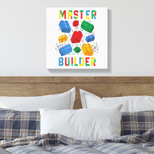 Brick Builder Funny Blocks Building Master Builder Canvas Afdruk (Insitu (Slaapkamer))
