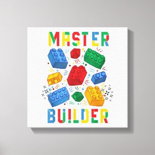 Brick Builder Funny Blocks Building Master Builder Canvas Afdruk