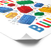 Brick Builder Funny Blocks Building Master Builder Foto Afdruk (Hoek)