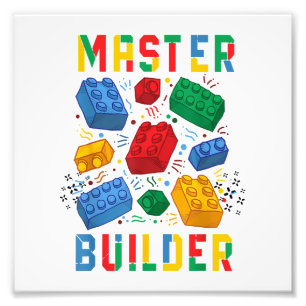 Brick Builder Funny Blocks Building Master Builder Foto Afdruk