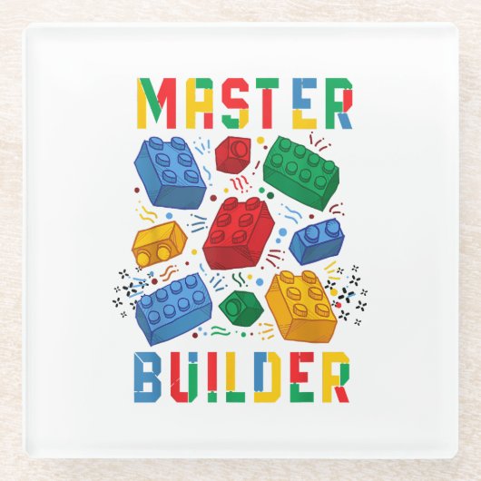 Brick Builder Funny Blocks Building Master Builder Glazen Onderzetter (Voorkant)