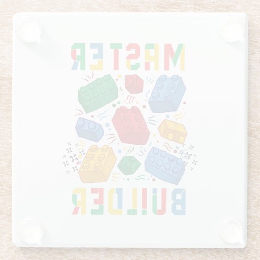 Brick Builder Funny Blocks Building Master Builder Glazen Onderzetter (Achterkant)