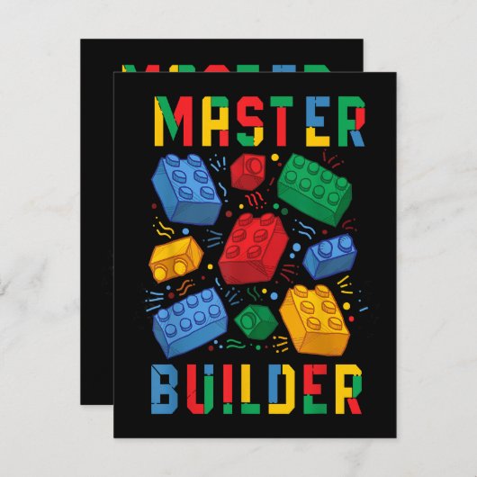Brick Builder Funny Blocks Building Master Builder Informatiekaartje (Voorkant / Achterkant)