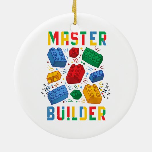 Brick Builder Funny Blocks Building Master Builder Keramisch Ornament (Achterkant)