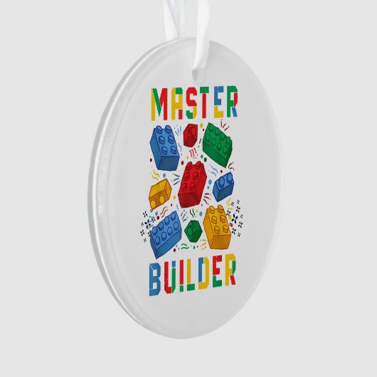 Brick Builder Funny Blocks Building Master Builder Ornament (voorkant)