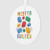 Brick Builder Funny Blocks Building Master Builder Ornament (voorkant)