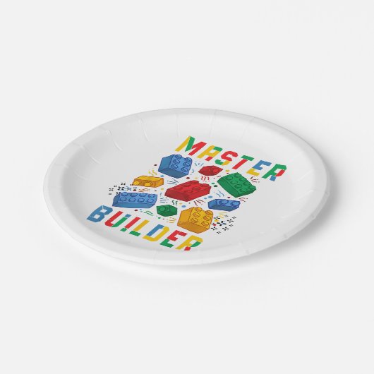 Brick Builder Funny Blocks Building Master Builder Papieren Bordje (Gekanteld)