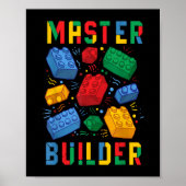 Brick Builder Funny Blocks Building Master Builder Poster (Voorkant)