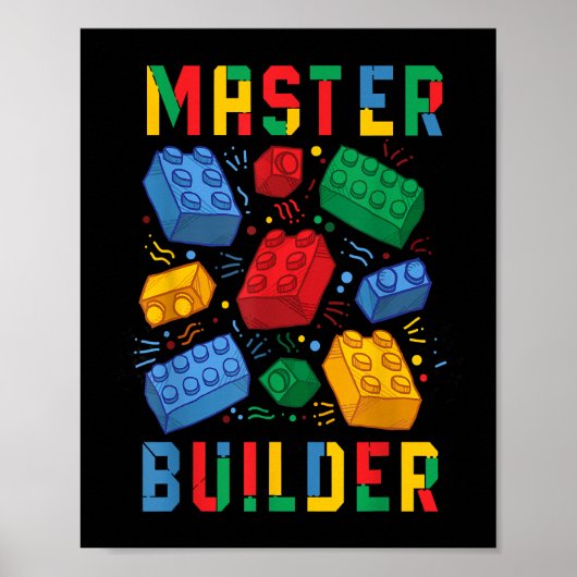 Brick Builder Funny Blocks Building Master Builder Poster (Voorkant)