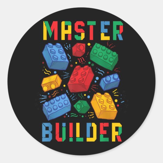 Brick Builder Funny Blocks Building Master Builder Ronde Sticker (Voorkant)