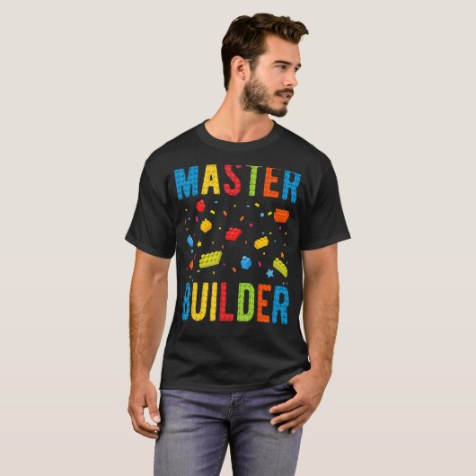 Brick Builder Funny Blocks Building Master Builder T-shirt (Voorkant volledig)
