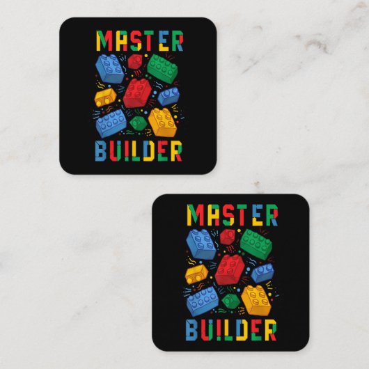Brick Builder Funny Blocks Building Master Builder Vierkante Visitekaartje (Voorkant / Achterkant)